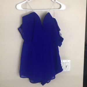 Strapless royal blue romper